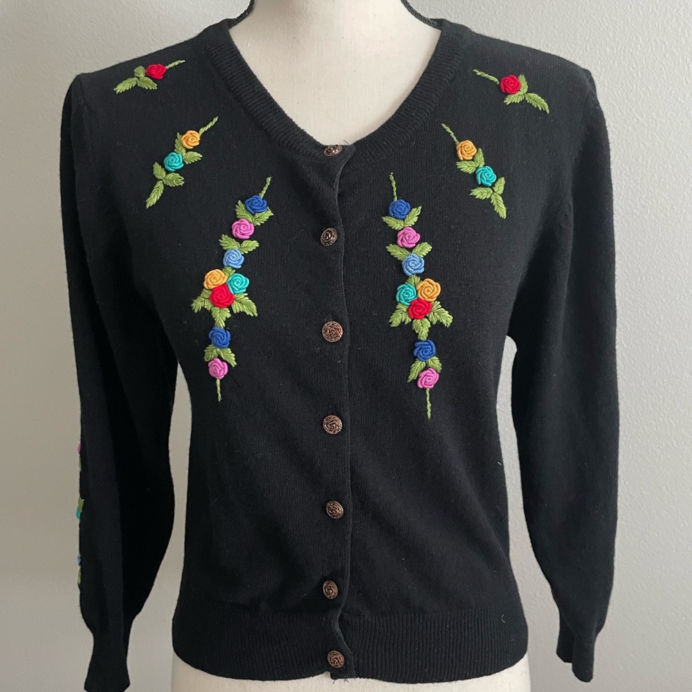 Vtg Betsey Johnson PUNK LABEL 80s Cardigan Sweater, sz Small